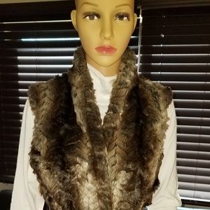 LIZ CLAIBORNE Faux Fur Brown multicolored vest
